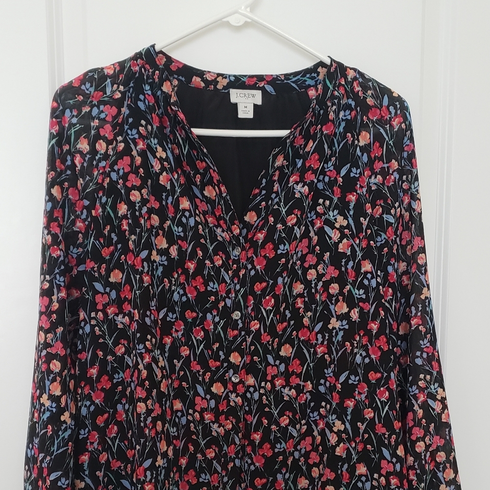 Black Floral J Crew blouse